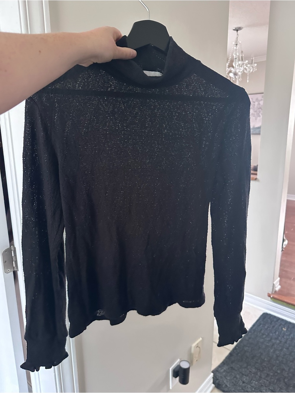 Black knit high neck top perfect for Fall